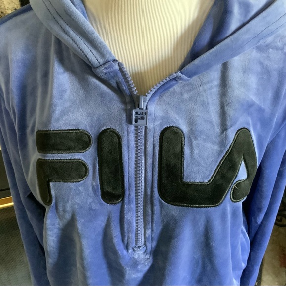 FILA 3/4 zip Bomb Blue Hoodie - Picture 4 of 12